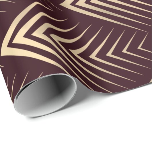 アールデコブルゴーニュ金ゴールド黄色はかりで測幾何学 ラッピングペーパー (ロールコーナー)