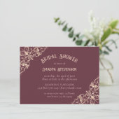アールデコブルゴーニュ |オーナメント新しいブライダルシャワー 招待状 (スタンド正面)