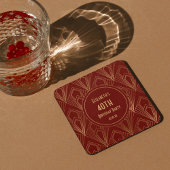 アールデコブルゴーニュ&金ゴールド40歳の誕生日パーティー スクエアペーパーコースター