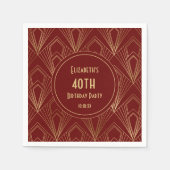 アールデコブルゴーニュ&金ゴールド40歳の誕生日パーティー スタンダードカクテルナプキン (正面)