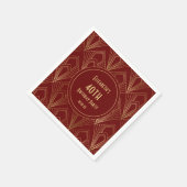 アールデコブルゴーニュ&金ゴールド40歳の誕生日パーティー スタンダードカクテルナプキン (角)