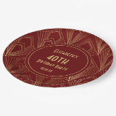 アールデコブルゴーニュ&金ゴールド40歳の誕生日パーティー ペーパープレート (アングル)