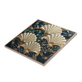 アールデコブルーアイボリー、Gems、および金ゴールドファン タイル (側面)