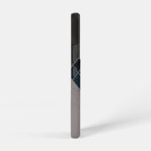 アールデコブルーグリッター幾何学模様 SAMSUNG GALAXYケース (右側面)