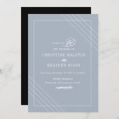 アールデコブルーホワイト結婚式招待状 招待状 (正面/裏面)