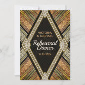 アールデコブロンズグラ結婚マーのリハーサルディナー 招待状 (正面)