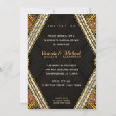 アールデコブロンズグラ結婚マーのリハーサルディナー 招待状 (裏面)