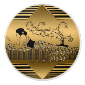 アールデコブロンズブラックリラックスレディーズ セラミックノブ (正面)