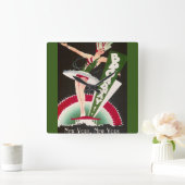 アールデコブロードウェイニューヨーククロック スクエア壁時計 (ホーム)