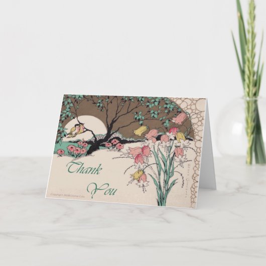 アールデコプリントラブバードサンキューカード サンキューカード (正面)