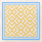 アールデコプリント鮮やかイエロー ガラスコースター (正面)