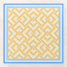 アールデコプリント鮮やかイエロー ガラスコースター