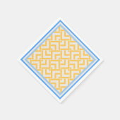 アールデコプリント鮮やかイエロー スタンダードカクテルナプキン (角)