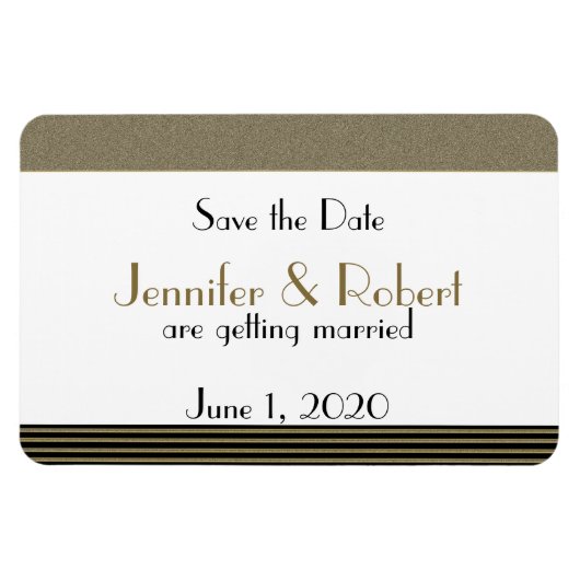 アールデコプースウェディング日付の保存 マグネット (横)