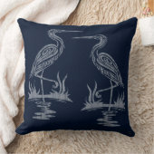 アールデコヘロンズ-グレーオンネイビーブルー クッション (ブランケット)