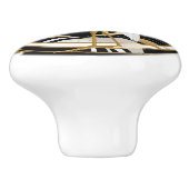 アールデコヘロンバード白黒金ゴールド セラミックノブ (側面)