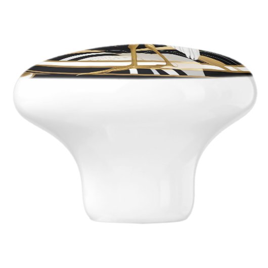 アールデコヘロンバード白黒金ゴールド セラミックノブ (側面)