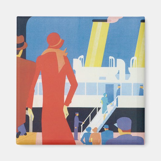 アールデコベルギーフェリーポスター マグネット (正面)