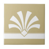 アールデコベージュ白の幾何学的花要素06 タイル (正面)