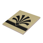 アールデコベージュ黒の幾何学的花要素06 タイル (側面)