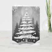 アールデコホワイトクリスマスツリーゴールデンメタルステム シーズンカード (裏面)