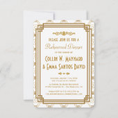 アールデコホワイトリハーサルディナー招待状 招待状 (正面)