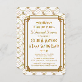 アールデコホワイトリハーサルディナー招待状 招待状