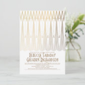 アールデコホワイト&金ゴールドギャツビーリハーサルディナー 招待状 (スタンド正面)