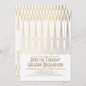 アールデコホワイト&金ゴールドギャツビーリハーサルディナー 招待状 (正面/裏面)