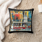 アールデコボストンスワンボーツ黒地 クッション (ブランケット)