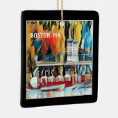 アールデコボストンスワンボーツ黒背景スクー セラミックオーナメント (右)