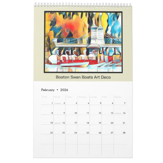 アールデコボストンスワンボーツ カレンダー (2月 2026)
