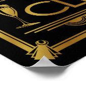 アールデコポップ・アートのFIZZ CLINK金ゴールド色変化B/G ポスター (角)