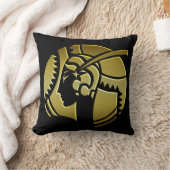 アールデコポートレートのレディーブラックと金ゴールド クッション (ブランケット)