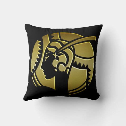 アールデコポートレートのレディーブラックと金ゴールド クッション (裏面)