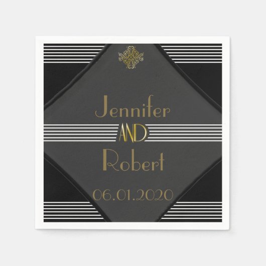 アールデコポ結婚ースナプキン スタンダードカクテルナプキン (正面)