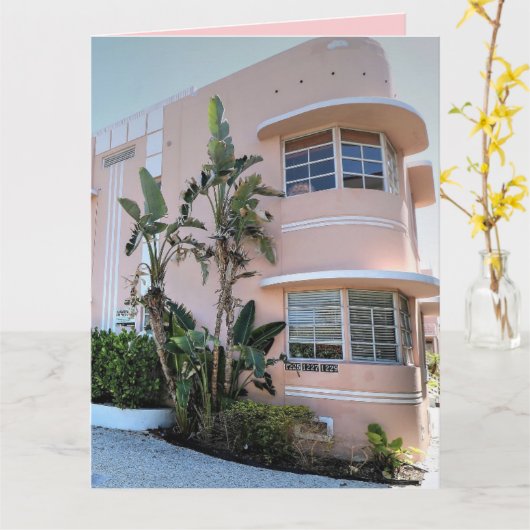 アールデコマイアミビーチ誕生日グリーティングカード カード (黄色い花)