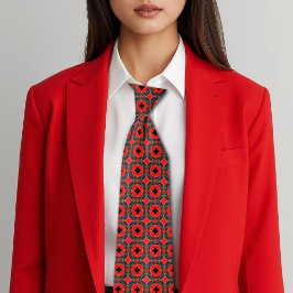 アールデコマイクロパターン赤&黒 ネクタイ