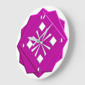 アールデコマゼンタ幾何学模様 ラージ壁時計 (傾斜)