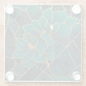 アールデコマーブルモザイクフローラエメラルドグリーン&金ゴールド ガラスコースター (裏面)