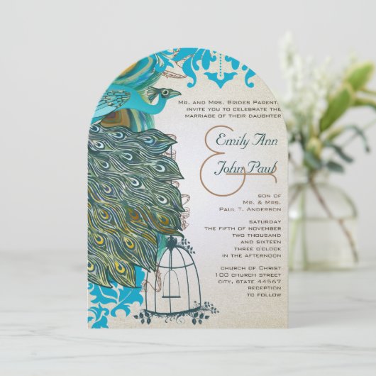 アールデコミュージカルクジャックバードケージフェザー 招待状 (スタンド正面)