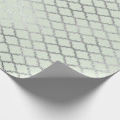 アールデコミントグリーンシルバークローバーVip ラッピングペーパー (角)