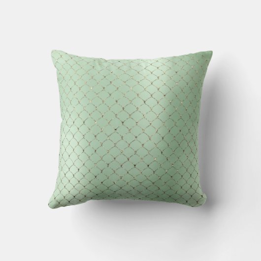 アールデコミントグリーン金ゴールドマーメはかりで測ード クッション (裏面)