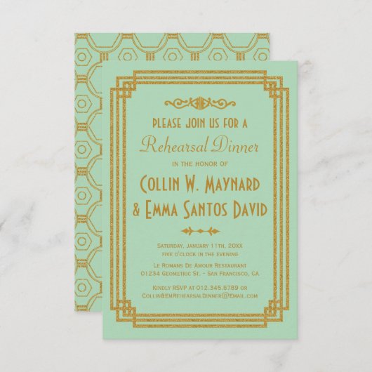 アールデコミントリハーサルディナー招待状 招待状 (正面/裏面)