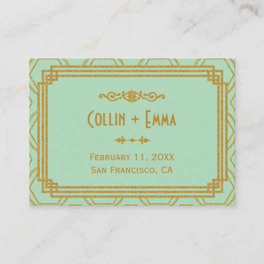 アールデコミント結婚座席表 プレイスカード (正面)