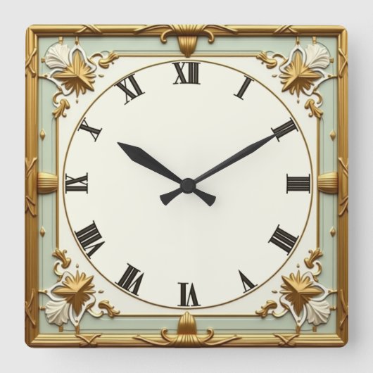 アールデコミント スクエア壁時計 (正面)