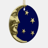 アールデコムーンとスター – ネイビーブルーと金ゴールド セラミックオーナメント (右)