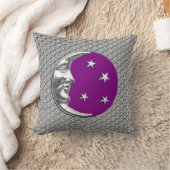アールデコムーンと星 – アメジストパープル&シルバー クッション (ブランケット)