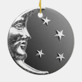 アールデコムーンと星 – グレー/グレーとシルバー セラミックオーナメント (裏面)