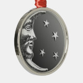 アールデコムーンと星 – グレー/グレーとシルバー メタルオーナメント (右)